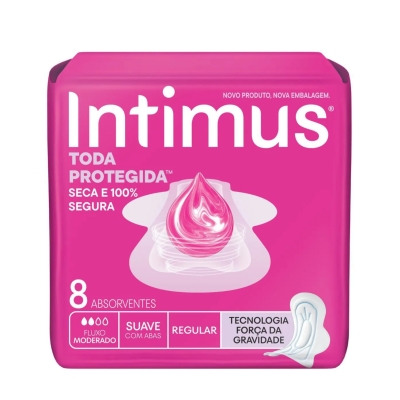 Absorvente Intimus Toda Protegida Cobertura Suave com Abas 8 unidades
