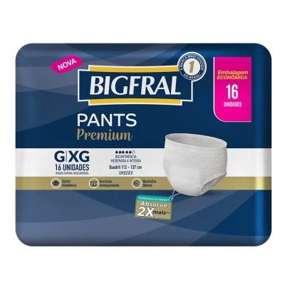 Roupa Íntima Descartável Bigfral Pants Premium Tamanho G/XG 16 Unidades