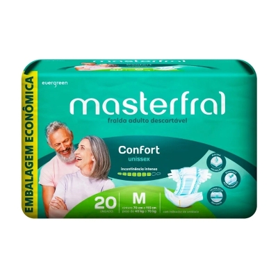 Fralda Geriátrica Masterfral Confort Tamanho M 20 Unidades