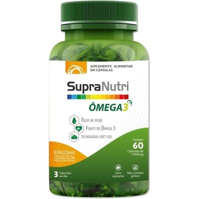 Suplemeno Alimentar SupraNutri Ômega 3 EPA 540mg DHA 360mg 1.000mg 60 Cápsulas 