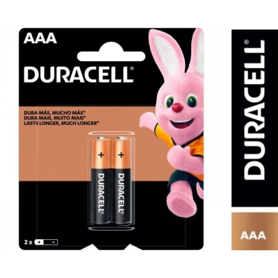 Duracell Pilhas Alcalinas AAA Palito Pack 2 Unidades – Dura Mais 