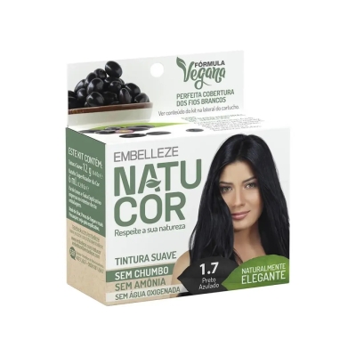 Tinta de Cabelo Permanente Embelleze Natucor - 1.7 Preto Azulado