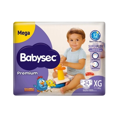 Fralda Babysec Galinha Pintadinha Premium Mega XG 24 Unidades 