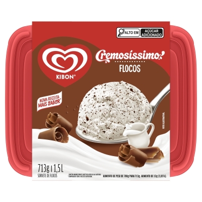 Sorvete Flocos Kibon Cremosíssimo Pote 1,5L