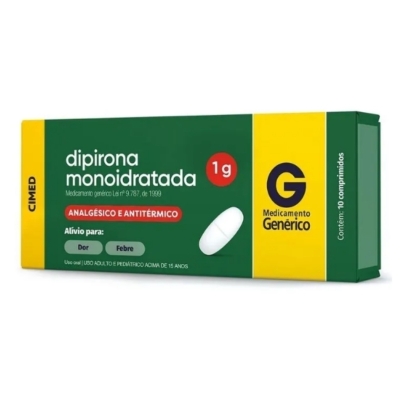 Dipirona Monoidratada 1g 10 Comprimidos Genérico Cimed 