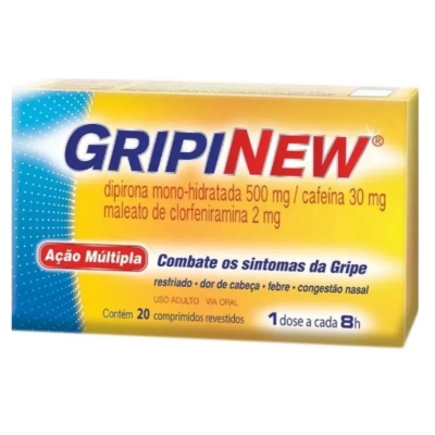 Gripinew Dipirona Monoidratada 500mg + Maleato de Clorfeniramina 2mg + Cafeína 30mg 20 Comprimidos