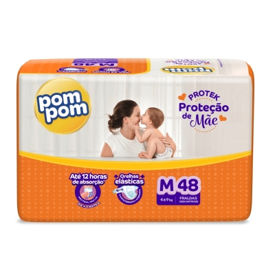 Fralda Pom Pom Protek Proteção de Mãe Proteção M 48 Unidades