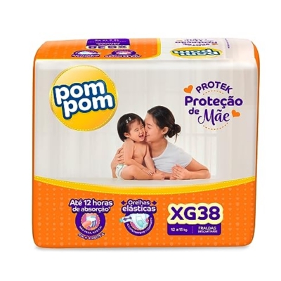 Fralda Pom Pom Protek Proteção de Mãe Proteção XG 38 Unidades