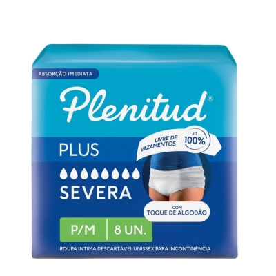 Roupa Íntima Descartável Unissex Plenitud Plus P/M 8 unidades