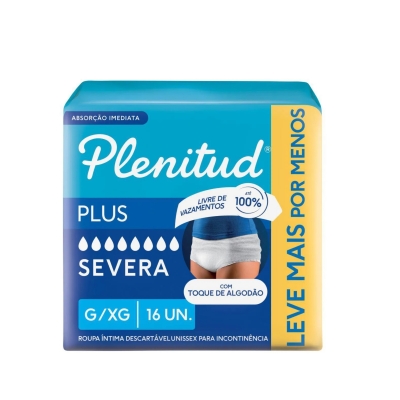 Roupa Íntima Descartável Unissex Plenitud Plus G/XG 16 Unidades