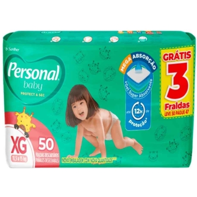 Fralda Personal Baby Protection & Sec XG 50 Unidades