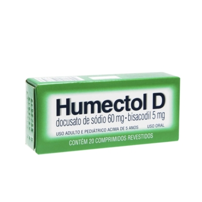 Humectol D Docusato de Sódio 6mg + Bisacodil 5mg D 20 Comprimidos