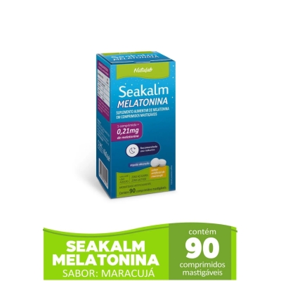 Melatonina Seakalm 0,21mg Sabor Maracujá 90 Comprimidos Mastigáveis