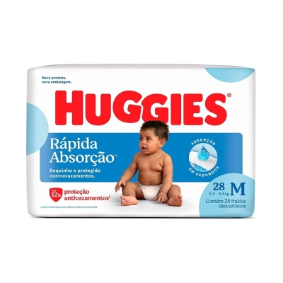 Fralda Huggies Rápida Absorção M 28 Unidades