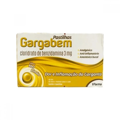 Gargabem Cloridrato de Benzidamina 3mg Mel e Limão 8 Pastilhas