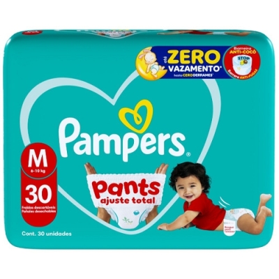 Fralda Pampers Pants Ajuste Total Mega M 30 Unidades
