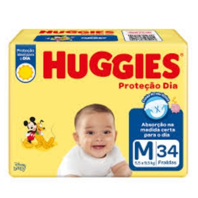 Fralda Huggies Protecao Dia Jumbo M 34 Unidades