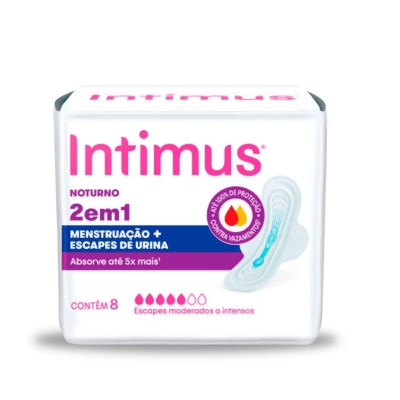 Absorvente Feminino Intimus 2 em 1 Noturno 8 unidades