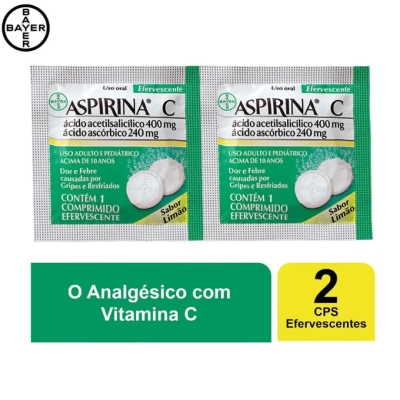 Aspirina C Ácido Acetilsalicílico 400mg + Ácido Ascórbico 240mg 2 Comprimidos