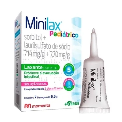 Minilax Pediátrico Sorbitol 714mg + Laurilsulfato de Sódio 7,70mg Solução Retal 7 Bisnagas