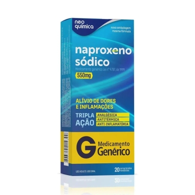 Naproxeno Sódico 550mg 20 Comprimidos Genérico Neo Química 