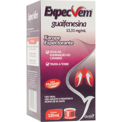 Expecvem Guaifenesina 200mg/15ml Sabor Morango Xarope 120ml