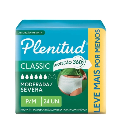 Roupa Íntima Descartável Plenitud Classic Unissex P/M 24 unidades