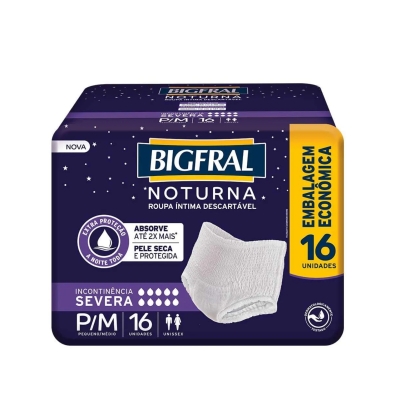 Roupa Íntima Descartável Unissex Bigfral Noturna Pants P/M 16 unidades