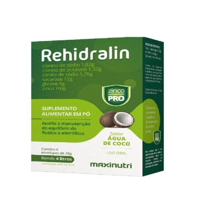 Rehidralin 4 Envelopes 28g Água De Coco Maxinutri