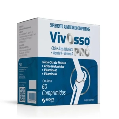 Suplemento Alimentar Vivosso Pró Cálcio + Ácido Hialurônico + Vitaminas D + K 60 Comprimidos