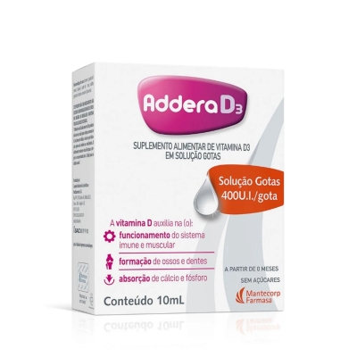 Vitamina D 400UI Addera D3 Gotas 10ml