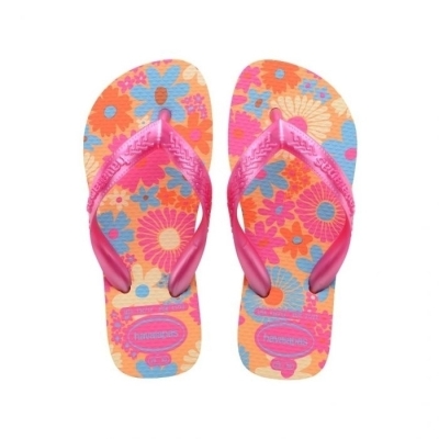 Sandália Havaianas Kids Flores Bege/Dourado 23/24 1 Par