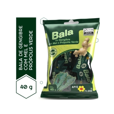 Bala de Gengibre Com Mel e Própolis Verde Apis Flora 40g