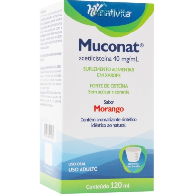Muconat Acetilcisteína 40mg/ml Xarope Expectorante Adulto Sabor Morango 120ml