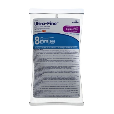 Seringa de Insulina BD Ultra-fine 8mm 30UI 10 Unidades