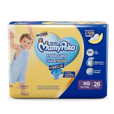 Fralda Mamypoko Calca Dia/Noite Mega XG 26 Unidades
