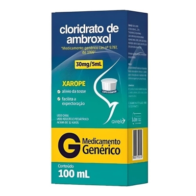 Cloridrato de Ambroxol 30mg/5ml Xarope Adulto 100ml Genérico Airela 