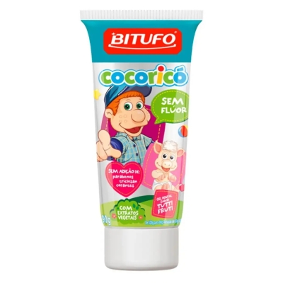 Gel Dental Bitufo Cocoricó Sem Flúor Tutti Frutti 90g