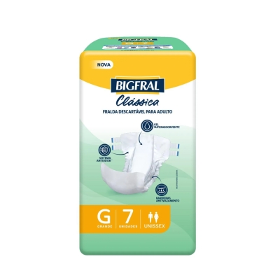 Fralda Geriátrica Bigfral Clássica Tamanho G 7 Unidades