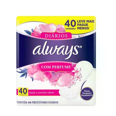 Absorvente Always Protetor Diario Com Perfume 40 Unidades