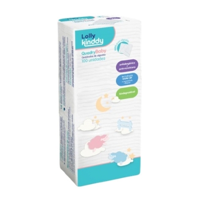 Algodão Quadrado Lolly Kinddy Quadry Baby 100 Unidades