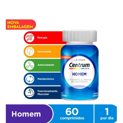 Polivitamínico Centrum Essentials Homem de A a Zinco 60 Comprimidos