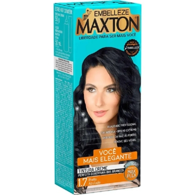 Tinta de Cabelo Permanente Maxton - 1.7 Preto Azulado