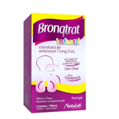 Bronqtrat Cloridrato de Ambroxol 15mg/5ml Xarope Infantil + Copo Medidor Sabor Framboesa 100ml