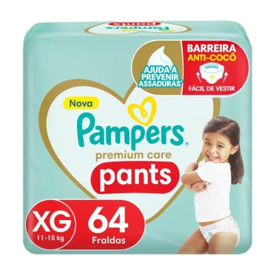 Fralda Pampers Pants Premium Care XG 64 Unidades