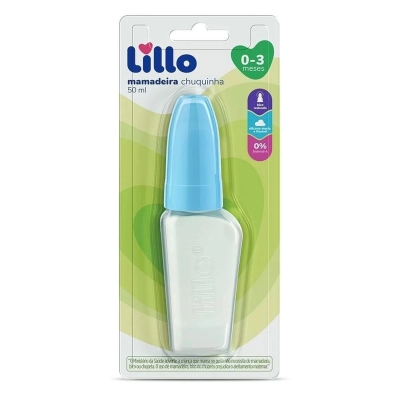 Mamadeira Chuquinha Lillo Bico Redondo de 0 a 3 meses Sem BPA Azul 50ml 1 Unidade