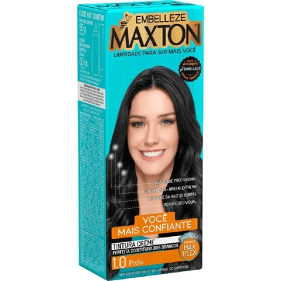 Tinta de Cabelo Permanente Maxton - 1.0 Preto
