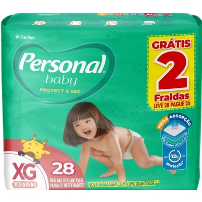 Fralda Personal Baby Protection & Sec XG 28 Unidades 