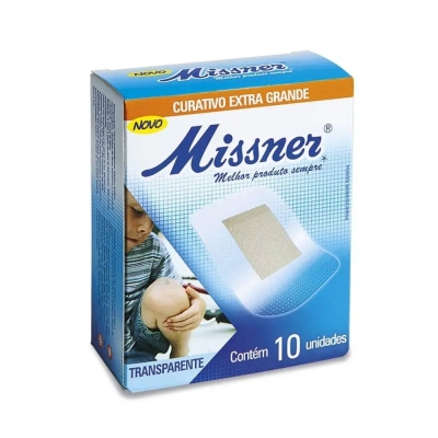 Curativo Missner Flexível Transparente Extra Grande 50x75mm 10 Unidades