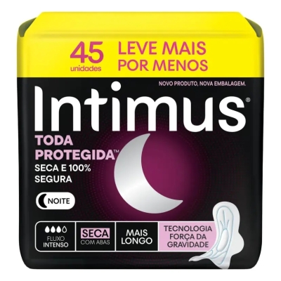 Absorvente Intimus Noturno Toda Protegida Cobertura Seca Com Abas 45 Unidades
